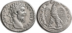 SYRIA, Seleucis and Pieria. Antioch. Septimius Severus, 193-211. Tetradrachm (Silver, 26 mm, 15.11 g, 12 h), 202-211 (probably circa 202-204). •ΑΥΤ•ΚΑ...