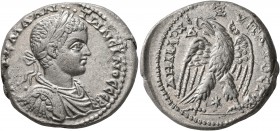 SYRIA, Seleucis and Pieria. Antioch. Elagabalus, 218-222. Tetradrachm (Billon, 28 mm, 13.45 g, 1 h), 'Emesan issues', RY 2 = 219. [AY]T K M A•AN•••TWN...