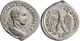 SYRIA, Seleucis and Pieria. Antioch. Gordian III, 238-244. Tetradrachm (Billon, 26 mm, 10.78 g, 7 h), 238-240. AYTOK K M ANT ΓOPΔIANOC CЄB Laureate, d...