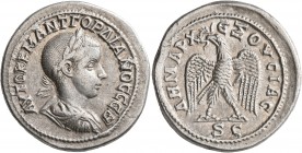 SYRIA, Seleucis and Pieria. Antioch. Gordian III, 238-244. Tetradrachm (Billon, 28 mm, 11.78 g, 1 h), 238-240. ΑΥΤΟΚ Κ Μ ΑΝΤ ΓΟΡΔΙΑΝΟC CЄΒ Laureate, d...