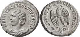 SYRIA, Seleucis and Pieria. Antioch. Otacilia Severa, Augusta, 244-249. Tetradrachm (Billon, 26 mm, 11.39 g, 7 h), 246. MAP ΩTAKIΛ CЄOYHPAN CЄB Draped...