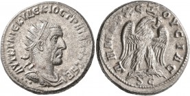 SYRIA, Seleucis and Pieria. Antioch. Trajan Decius, 249-251. Tetradrachm (Billon, 26 mm, 11.40 g, 11 h). ΑΥΤ Κ Γ ΜЄ ΚΥ ΔЄΚΙΟC ΤΡΑΙΑΝΟC CЄΒ Radiate, dr...