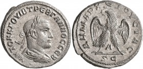 SYRIA, Seleucis and Pieria. Antioch. Trebonianus Gallus, 251-253. Tetradrachm (Silver, 27 mm, 11.68 g, 5 h), 251. AYTOK K Γ OYIB TPЄB ΓAΛΛOC CЄB Laure...