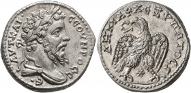 SYRIA, Seleucis and Pieria. Laodicea ad Mare. Septimius Severus, 193-211. Tetradrachm (Silver, 26 mm, 13.82 g, 1 h), 207-208. AYT•KAI• CЄOYHPOC•CЄ• La...