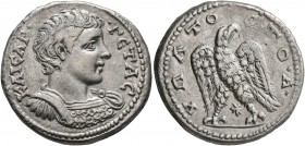 SYRIA, Seleucis and Pieria. Laodicea ad Mare. Geta, as Caesar, 198-209. Tetradrachm (Silver, 26 mm, 11.72 g, 11 h), 205-207. KAICAP• •ΓЄTAC Bare-heade...