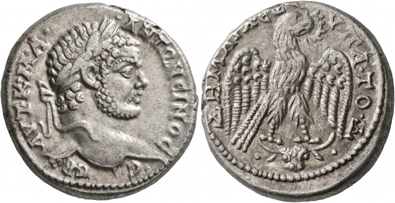 MESOPOTAMIA. Carrhae. Caracalla, 198-217. Tetradrachm (Billon, 26 mm, 14.53 g, 1...