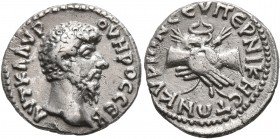 MESOPOTAMIA. Uncertain. Lucius Verus, 161-169. Drachm (Silver, 17 mm, 2.99 g, 9 h). AYT K Λ AYP OYHPOC CЄB Bare head of Lucius Verus to right. Rev. YΠ...