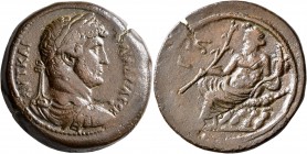 EGYPT. Alexandria. Hadrian, 117-138. Drachm (Bronze, 34 mm, 27.91 g, 1 h), RY 16 = 131/2. ΑΥΤ ΚΑΙ ΤΡΑΙ ΑΔΡΙΑ CЄΒ Laureate, draped and cuirassed of Had...