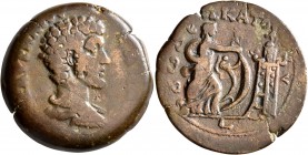 EGYPT. Alexandria. Marcus Aurelius, as Caesar, 139-161. Drachm (Bronze, 33 mm, 21.85 g, 11 h), RY 12 of Antoninus Pius = 148/9. Μ ΑΥΡΗΛΙΟC ΚΑΙCΑΡ Bare...