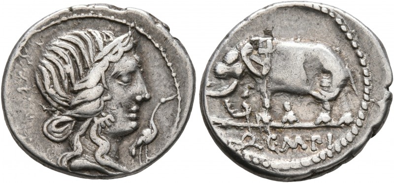 Q. Caecilius Metellus Pius, 81 BC. Denarius (Silver, 18 mm, 3.78 g, 7 h), Rome. ...