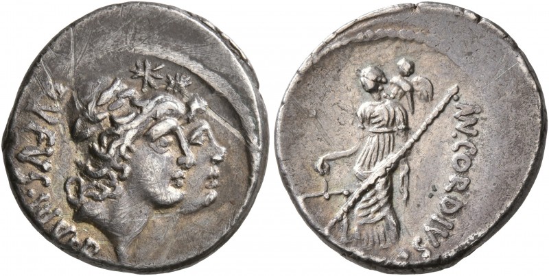 Mn. Cordius Rufus, 46 BC. Denarius (Silver, 18 mm, 3.95 g, 10 h), Rome. RVFVS•II...