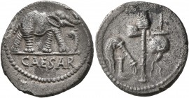 Julius Caesar, 49-44 BC. Denarius (Silver, 17 mm, 3.54 g, 7 h), mint moving with Caesar in Gallia Narbonensis or Hispania Citerior, 49-48. CAESAR Elep...