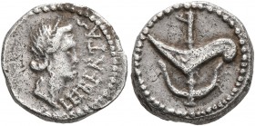 Brutus, † 42 BC. Quinarius (Silver, 12 mm, 2.09 g, 1 h), mint moving with Brutus and Cassius in western Asia Minor or northern Greece, circa 43-42. LI...