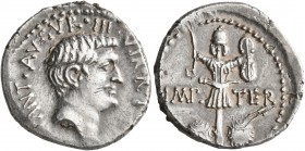 Mark Antony, 44-30 BC. Denarius (Silver, 20 mm, 3.84 g, 4 h), military mint moving with Antony in northern Syria, late summer-autumn 38. [M•]ANT•AVGVR...
