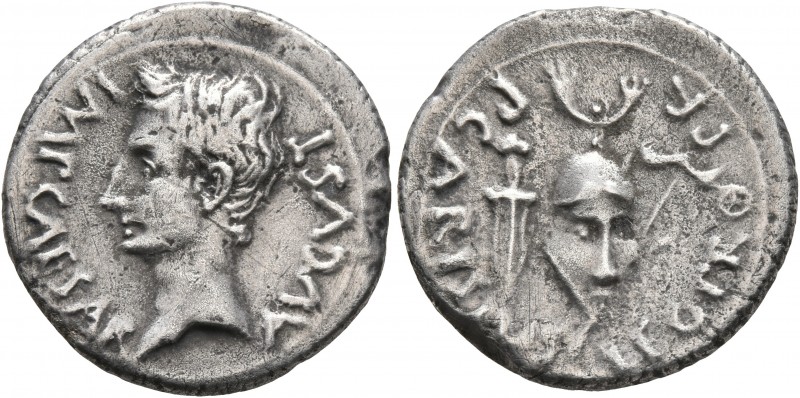Augustus, 27 BC-AD 14. Denarius (Silver, 18 mm, 3.46 g, 9 h), P. Carisius, legat...