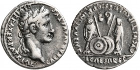Augustus, 27 BC-AD 14. Denarius (Silver, 19 mm, 3.76 g, 9 h), Lugdunum, 2 BC-AD 4. CAESAR AVGVSTVS DIVI F PATER PATRIAE Laureate head of Augustus to r...