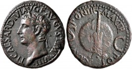 Tiberius, AD 14-37. As (Copper, 27 mm, 10.79 g, 2 h), Rome, 35-36. TI CAESAR DIVI F AVGVST•IMP•VIII• Laureate head of Tiberius to left. Rev. PONTIF MA...