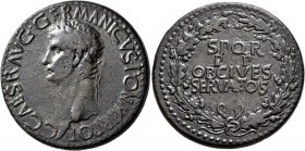 Gaius (Caligula), 37-41. Sestertius (Orichalcum, 33 mm, 24.61 g, 7 h), Rome, 37-38. C CAESAR AVG•GERMANICVS•PON M TR POT Laureate head of Gaius to lef...