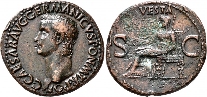 Gaius (Caligula), 37-41. As (Copper, 29 mm, 10.44 g, 7 h), Rome, 37-38. CAESAR•A...