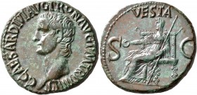Gaius (Caligula), 37-41. As (Copper, 29 mm, 12.93 g, 7 h), Rome, 40-41. C CAESAR DIVI AVG PRON AVG P M TR P IIII P P Bare head of Gaius to left. Rev. ...
