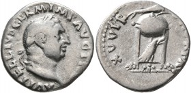 Vitellius, 69. Denarius (Silver, 18 mm, 3.13 g, 7 h), Rome, late April-20 December 69. A VITELLIVS GERM IMP AVG TR P Laureate head of Vitellius to rig...