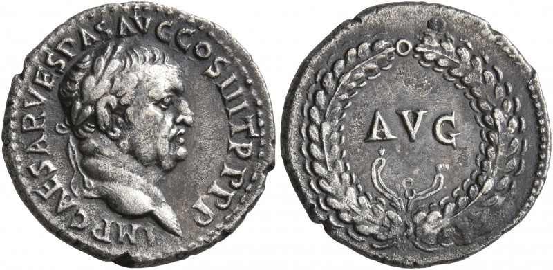 Vespasian, 69-79. Denarius (Silver, 17 mm, 2.65 g, 7 h), Ephesus, 71. IMP CAESAR...