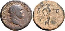 Titus, 79-81. Sestertius (Orichalcum, 35 mm, 24.81 g, 7 h), uncertain mint (in Thrace?), 80-81. IMP•T•CAES•DIVI•VESP•F•AVG•P•M TR•P•P•P•COS•VIII Laure...