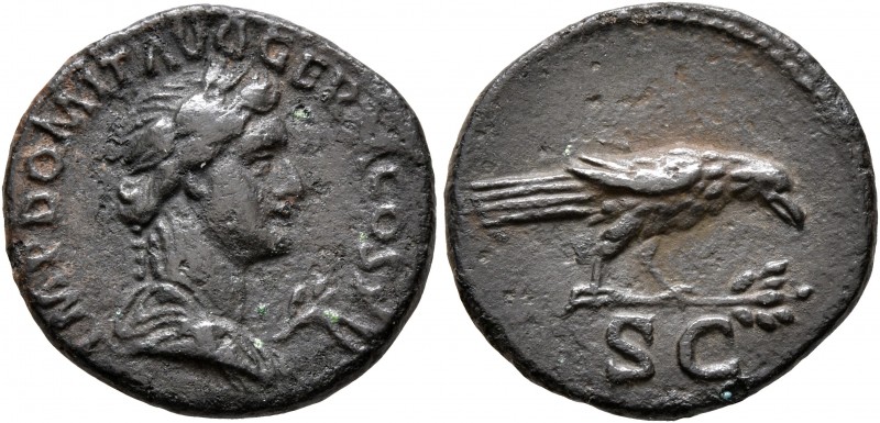 Domitian, 81-96. Quadrans (Orichalcum, 19 mm, 3.18 g, 6 h), Rome, 90-91. IMP DOM...