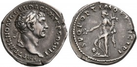 Trajan, 98-117. Denarius (Silver, 19 mm, 3.48 g, 7 h), Rome, 103-105. IMP TRAIANO AVG GER DAC P M TR P COS V P P Laureate head of Trajan to right. Rev...