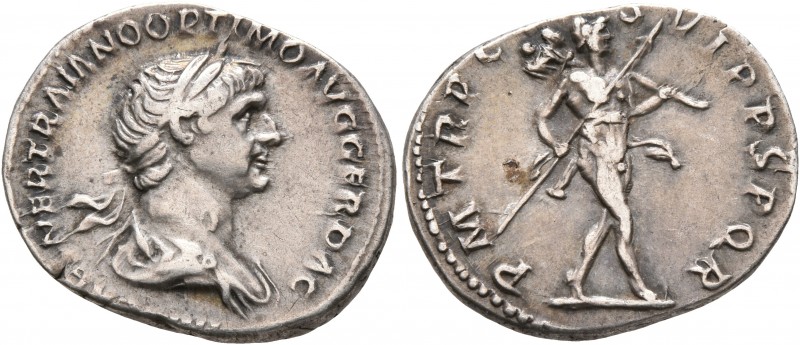Trajan, 98-117. Denarius (Silver, 20 mm, 3.46 g, 5 h), Rome, 114-116. IMP CAES N...