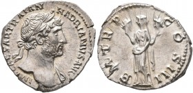 Hadrian, 117-138. Denarius (Silver, 18 mm, 2.91 g, 7 h), Rome, 119-circa mid 120. IMP CAESAR TRAIAN HADRIANVS AVG Laureate bust of Hadrian to right, w...