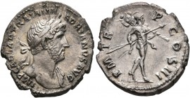 Hadrian, 117-138. Denarius (Silver, 19 mm, 2.86 g, 7 h), Rome, circa late 120-121. IMP CAESAR TRAIAN HADRIANVS AVG Laureate bust of Hadrian to right, ...