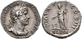 Hadrian, 117-138. Denarius (Silver, 18 mm, 3.33 g, 6 h), Rome, late 121-123. IMP CAESAR TRAIAN HADRIANVS AVG Laureate and cuirassed bust of Hadrian to...
