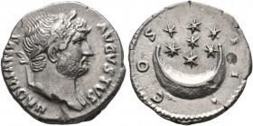 Hadrian, 117-138. Denarius (Silver, 18 mm, 2.76 g, 6 h), Rome, circa 126-127. HADRIANVS AVGVSTVS Laureate head of Hadrian to right, with slight draper...