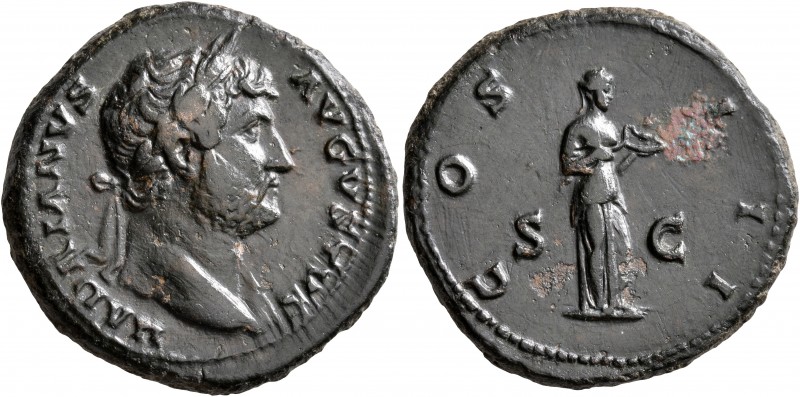 Hadrian, 117-138. As (Copper, 28 mm, 14.64 g, 5 h), Rome, circa 126-127. HADRIAN...