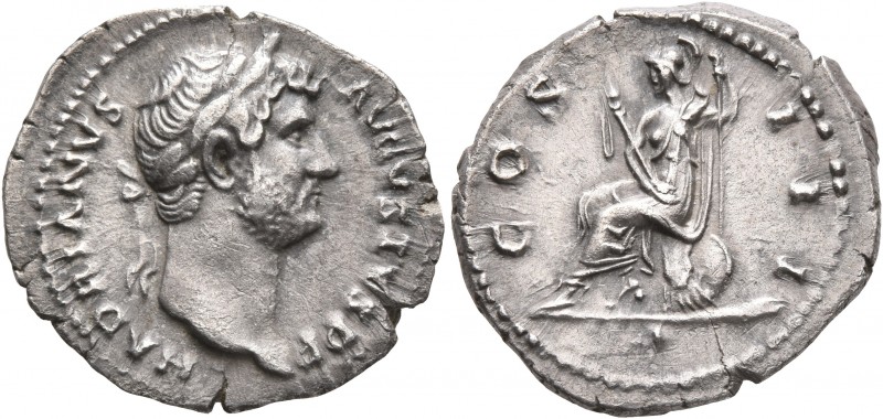 Hadrian, 117-138. Denarius (Silver, 19 mm, 3.17 g, 7 h), Rome, 128-circa 129. HA...
