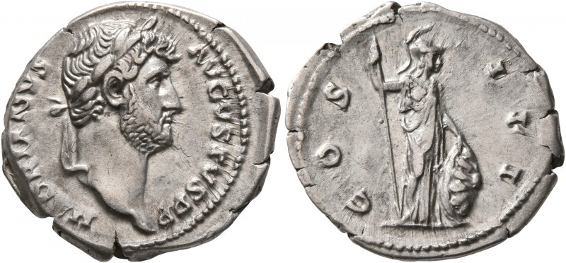 Hadrian, 117-138. Denarius (Silver, 20 mm, 3.26 g, 6 h), Rome, 128-circa 130. HA...