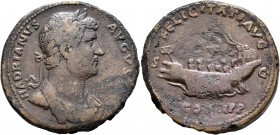Hadrian, 117-138. Sestertius (Orichalcum, 33 mm, 27.76 g, 12 h), Rome, circa 129-130. HADRIANVS AVGVSTVS Laureate, draped and cuirassed bust of Hadria...