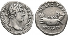 Hadrian, 117-138. Denarius (Silver, 18 mm, 3.28 g, 1 h), Rome, circa 130. HADRIANVS AVG COS III P P Laureate head of Hadrian to right. Rev. FELICITATI...