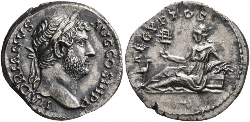 Hadrian, 117-138. Denarius (Silver, 17 mm, 3.11 g, 6 h), Rome, circa 130-133. HA...