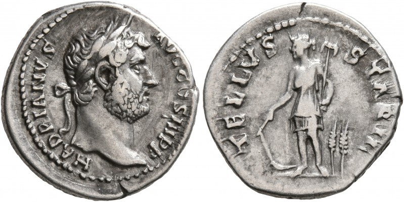 Hadrian, 117-138. Denarius (Silver, 18 mm, 3.30 g, 6 h), Rome, circa mid 130s. H...