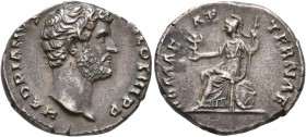 Hadrian, 117-138. Denarius (Silver, 18 mm, 3.34 g, 6 h), Rome, 137-July 138. HADRIANVS AVG COS III P P Bare head of Hadrian to right. Rev. ROMA AETERN...