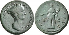 Sabina, Augusta, 128-136/7. Sestertius (Orichalcum, 32 mm, 24.50 g, 5 h), Rome, circa 136-137/8. SABINA AVGVSTA HADRIANI AVG P P Draped bust of Sabina...