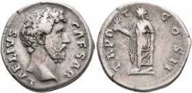 Aelius, Caesar, 136-138. Denarius (Silver, 18 mm, 3.25 g, 6 h), Rome, 137. L AELIVS CAESAR Bare head of Aelius to right. Rev. TR POT COS II Spes advan...