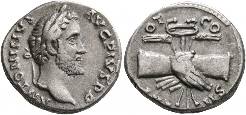 Antoninus Pius, 138-161. Denarius (Silver, 17 mm, 3.20 g, 6 h), Rome, 139. ANTON...