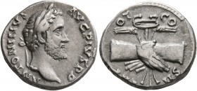 Antoninus Pius, 138-161. Denarius (Silver, 17 mm, 3.20 g, 6 h), Rome, 139. ANTONINVS AVG PIVS P P Laureate head of Antoninus Pius to right. Rev. TR PO...