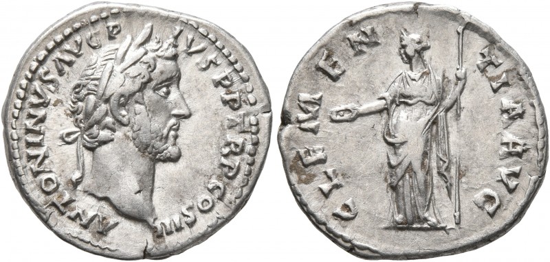 Antoninus Pius, 138-161. Denarius (Silver, 18 mm, 3.16 g, 6 h), Rome, 140-143. A...