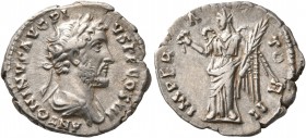 Antoninus Pius, 138-161. Denarius (Silver, 18 mm, 2.72 g, 5 h), Rome, 143-144. ANTONINVS AVG PIVS P P COS III Laureate and draped bust of Antoninus Pi...