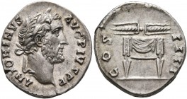 Antoninus Pius, 138-161. Denarius (Silver, 18 mm, 3.15 g, 7 h), Rome, 145-161. ANTONINVS AVG PIVS P P Laureate head of Antoninus Pius to right. Rev. C...