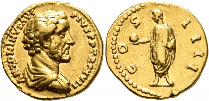 Antoninus Pius, 138-161. Aureus (Gold, 19 mm, 7.27 g, 6 h), Rome, 153-154. ANTON...